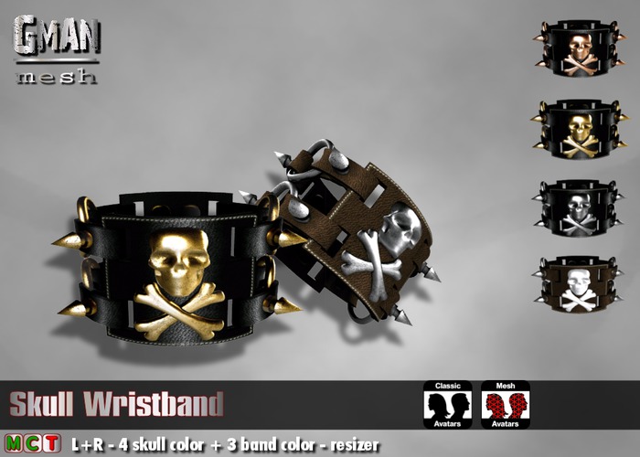 [GMan] WB - Skull Wristband  (box)