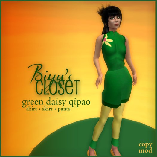 Second Life Marketplace Green Daisy Qipao Chinese Dress