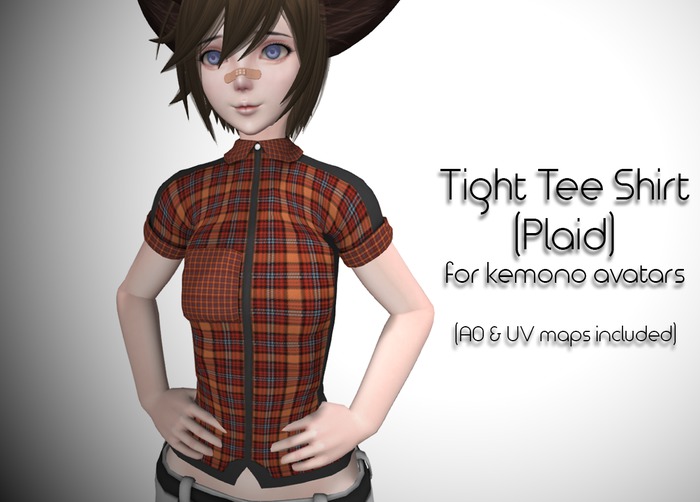 Kemono Tight Tee Shirt (Plaid)