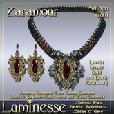 ZARAMOUR Malaga Necklace & Earrings Set OP - Burgandy Tiger & Mystic Black Gold