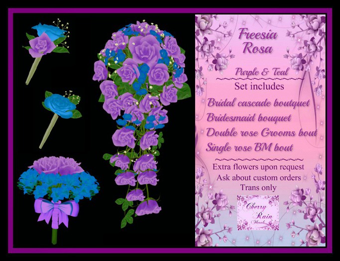 *CRF* Freesia Rosa wedding flowers Purple & Turquoise