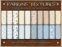 Parkins Textures - Jeanette Set - 20x Full Perm Seamless 1024x1024 - Fabric, Textile, Fall, Gown, Cloth, Floral, Striped