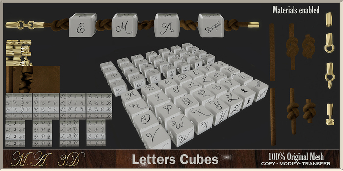 M.A. 3D Letters cubes 100% original mesh full perm