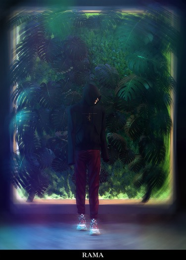 #selfie_RAMA - Vertical Palm Wall 'Green'