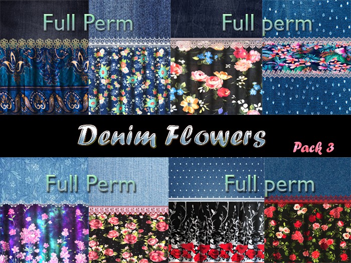 Denim Flowers Textures-Pack 3