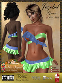 *Goddess* Jezebel Mesh Top & Mini Denim & Green