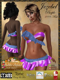 *Goddess* Jezebel Mesh Top & Mini Denim & Purple