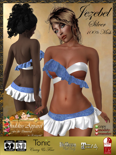 *Goddess* Jezebel Mesh Top & Mini Denim & Silver
