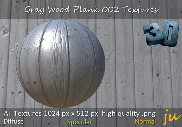 JU Gray Wood Plank 002 Textures Full Perm