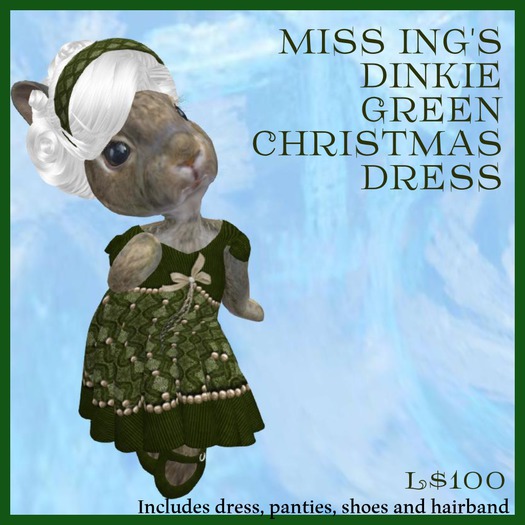 Miss Ing's Dinkie Green Christmas Dress Set