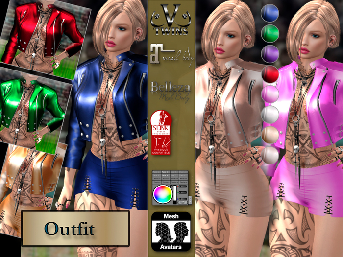 V-Twins - Casual Clothes - Avid Collection Color Version **MESH Jacket & Skirt Maitreya Belleza Slink