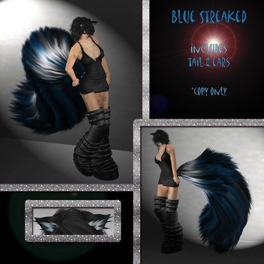 Blue streaked fluffy neko tail