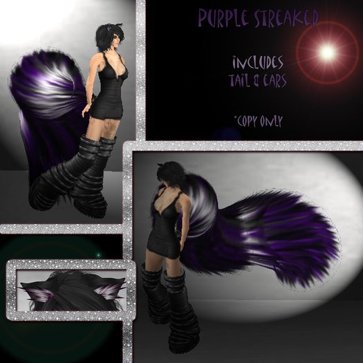 Purple streaked fluffy neko tail