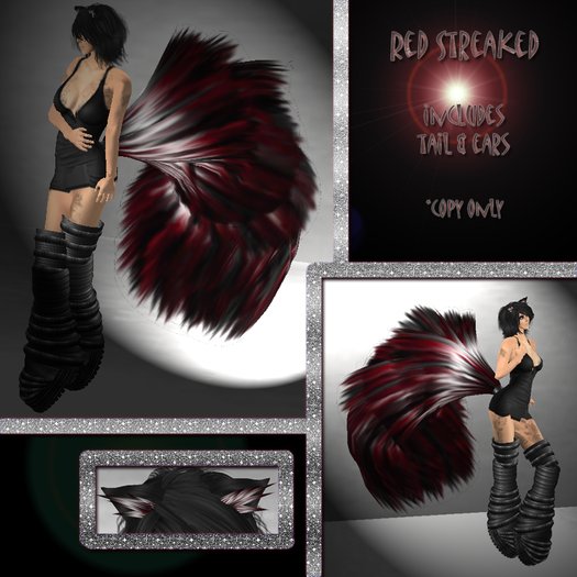 Red streaked fluffy neko tail