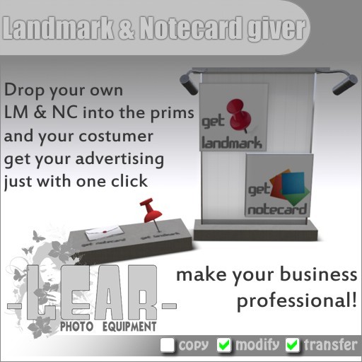 -LEAR- Landmark & Notecard giver NEW