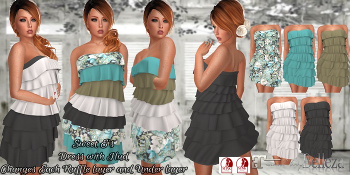 Sweet E's Blue Floral Ruffle Dress with HUD