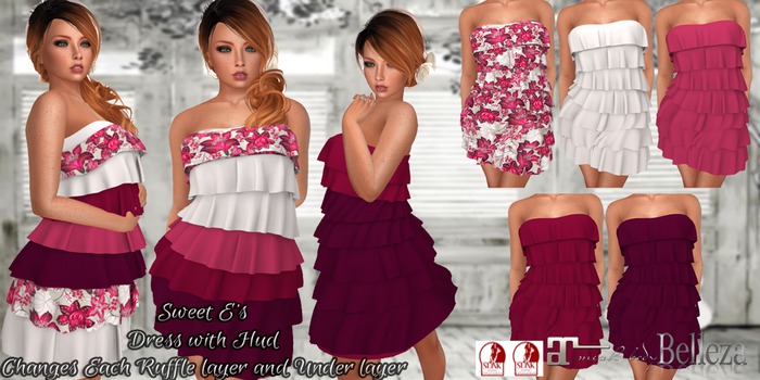 Sweet E's Bright Pink Floral Ruffle Dress with HUD