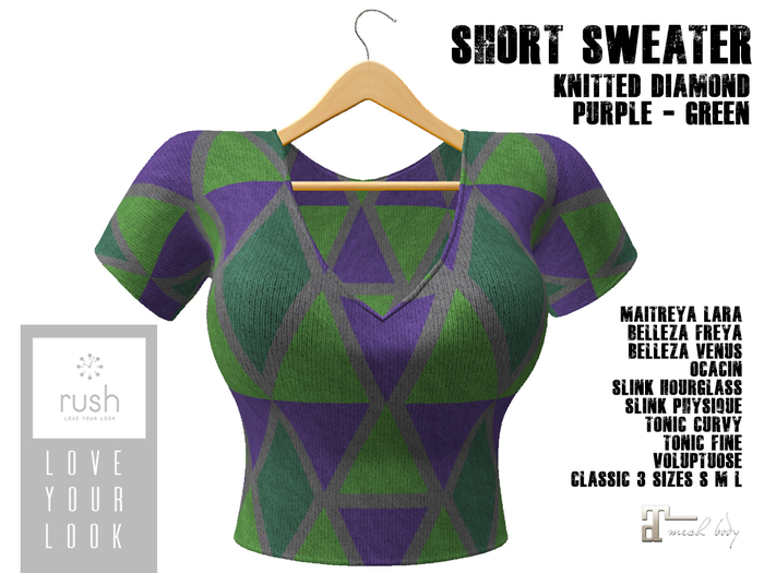 RUSH Short Sweater PURPLE GREEN Pack