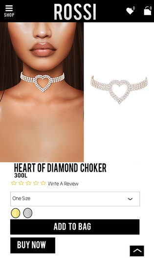Rossi. Heart Of Diamonds Choker -Gold