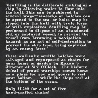 Second Life Marketplace - Scuttle Hatch Chairs Set (Fatpack)