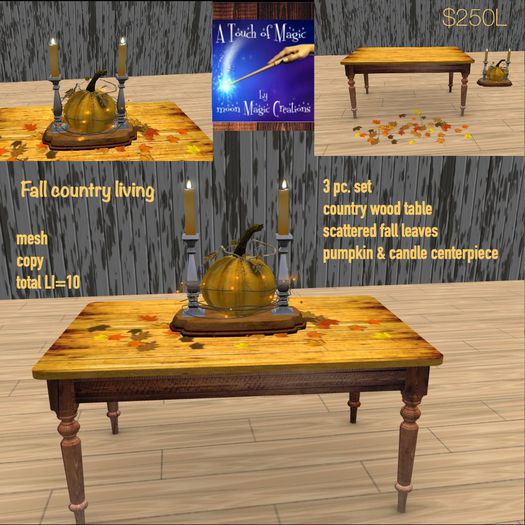 Fall country Living 3 pc set Table & centerpeice-Crate