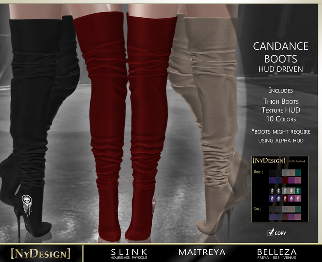 [NyDesign] DEMO Candance Thigh Boots - HUD Driven
