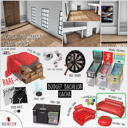 [Bad Unicorn] 'Yellow' Inflatable Sofa 'Budget Bachelor Set'