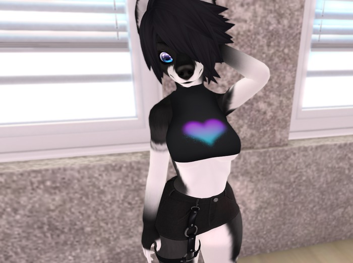 Fitted Half Top - Purple/Blue Heart
