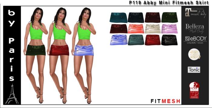 Abby Mini Fitmesh Skirt with Zips -  - Maitreya Belleza Slink TMP Tonic
