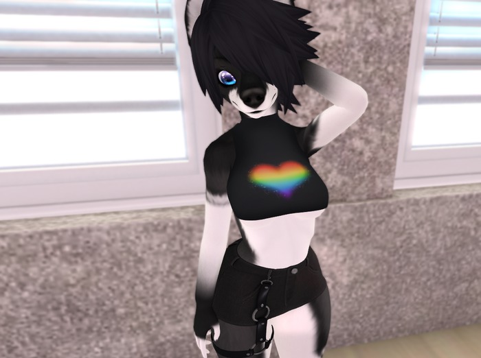 Fitted Half Top - Rainbow Heart