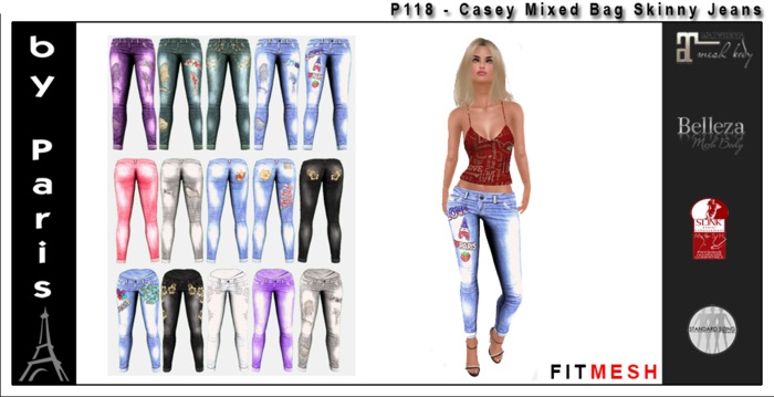 Casey Mixed Bag Skinny Jeans - Slink, Belleza, Maitreya, Fitmesh, Classic Mesh DEMO