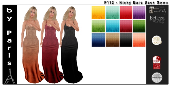 Nicky Bare Back Gown - Maitreya, Belleza, Slink, TMP