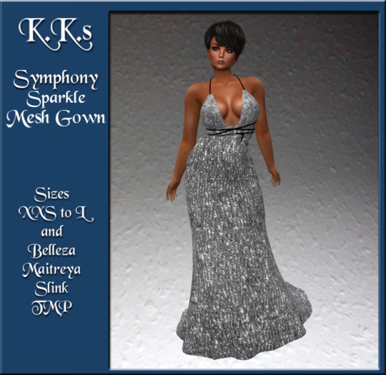 KK's Mesh Symphony Sparkle Gown - Silver