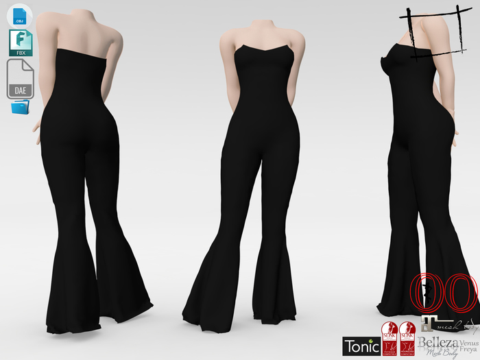 Dae Obj FBX Strapless Jumpsuit Maitreya, Slink, Belleza, Tonic, Ocacin Standard, Voluptuous