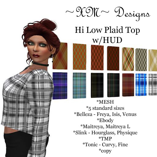 ~XM~ Hi Low Plaid Top w/HUD