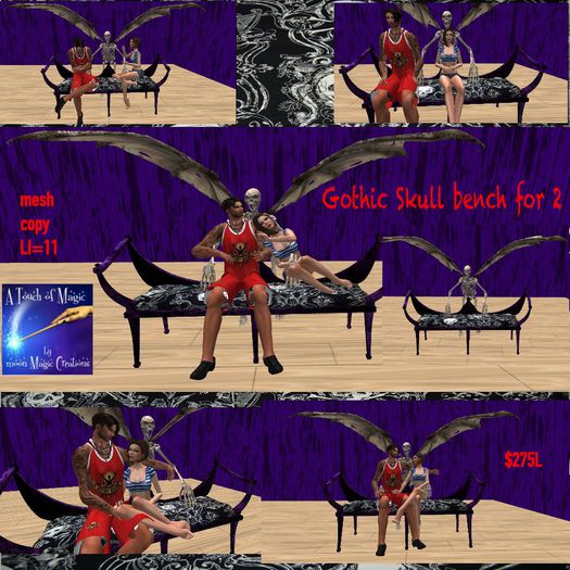 Gothic Skull Bench for 2-Crate