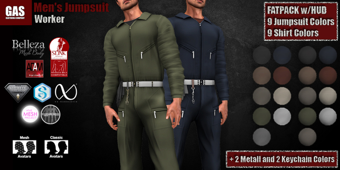 GAS [Men's Jumpsuit Worker - 9 Colors w/HUD FATPACK] Demo