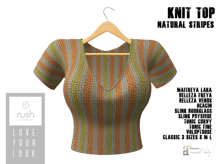 RUSH KNIT TOP Natural Stripes Pack