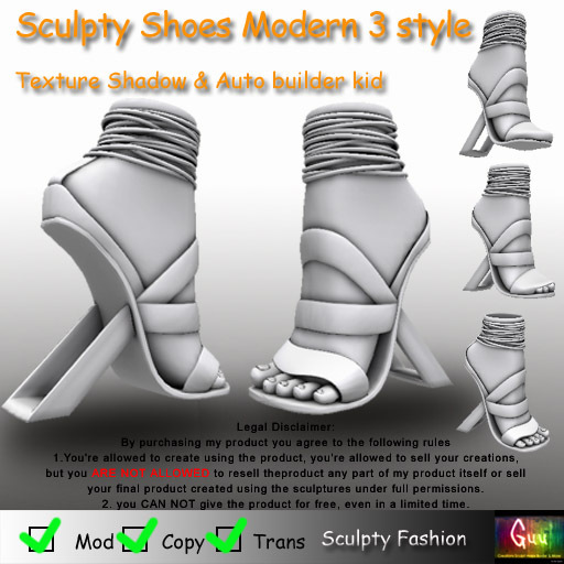 -=((Guu))=- Sculpty Shoes Modern Heel [BOXED] / SCULPT MAP & Shadow Texture /Auto Build
