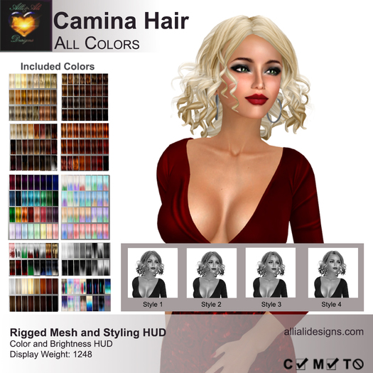 A&A Camina Hair All Colors Pack, medium length mesh multistyle, low display weight