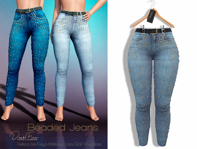 DarkFire Beaded Jeans-Color#04