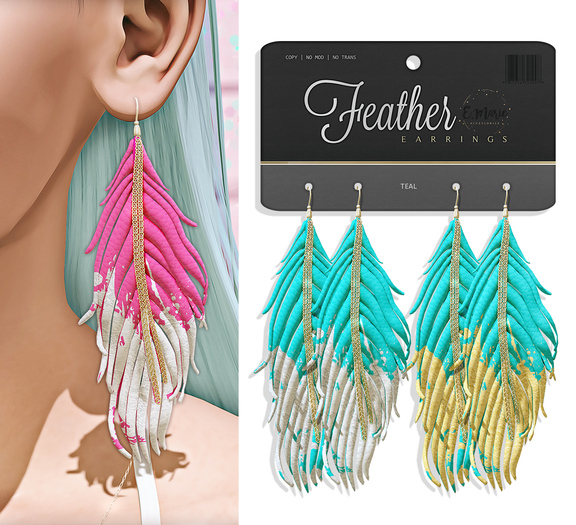 e.marie // Feather Earrings - Teal (wear to unpack)