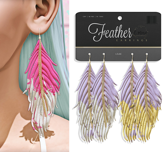 e.marie // Feather Earrings - Lilac (wear to unpack)