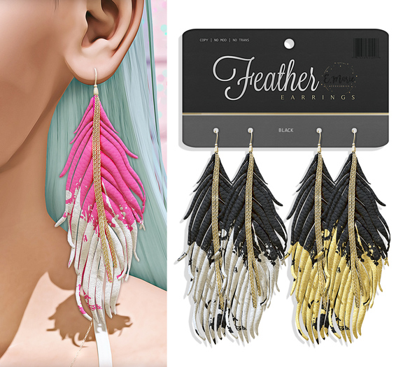 e.marie // Feather Earrings - Black (wear to unpack)
