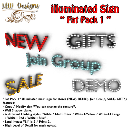 MW Designs - Object (illuminated Sign - Fat Pack 1)