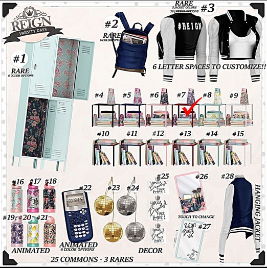 REIGN.- VARSITY DAYS LOCKER SHELF 2- RED #7