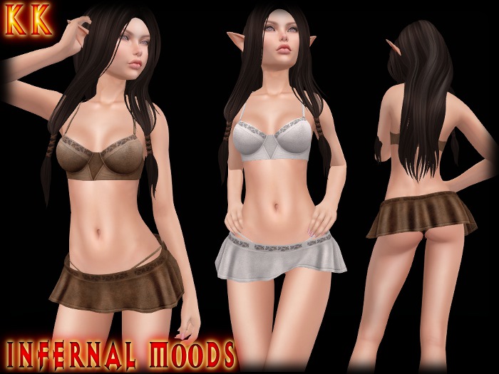 KK: Leather Mini Outfit (brown-white)