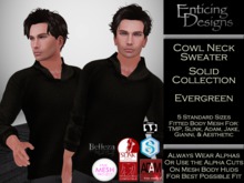 *ED Cowl Neck Sweater - Solid Evergreen