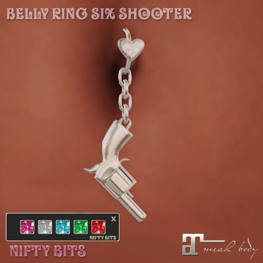 Nifty Bits - Belly Ring Six Shooter Silver