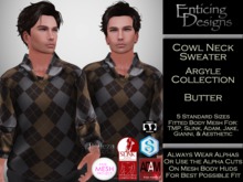 *ED Cowl Neck Sweater - Argyle Butter